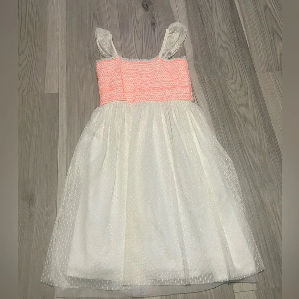Zara Tulle Dress With Neon Smocking Size 10